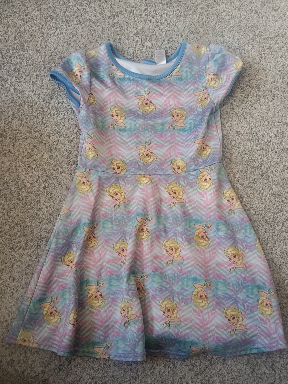 Girls' Elsa Print Pastel Twist Dress - Blue/Purple